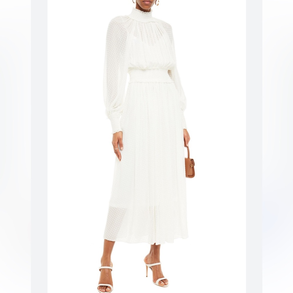 NWT Zimmermann silk blend white Swiss polka dot dress